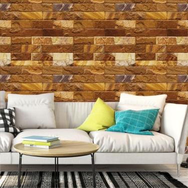 Imagem de Papel Parede Pedra Tijolos Vermelho E Amarelo Autocolante