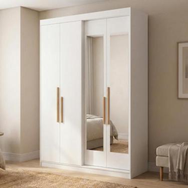 Imagem de Guarda Roupa Solteiro com Espelho 4 Portas 2 Gavetas 100% MDF Manila B