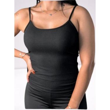 Imagem de Blusa Feminina Alcinha Básica Canelada Sem Bojo regata verão Tendencia