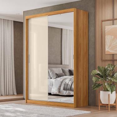 Imagem de Guarda Roupa Roupeiro Riva 2 Portas com Espelho 4 Gavetas Cinamon Touch Off White Demóbile