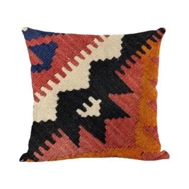 Imagem de Capa De Almofada De Linho Multicolorida 45x45cm Com Estampa Geométrica