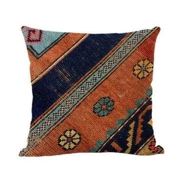 Imagem de Capa De Almofada De Linho Multicolorida 45x45cm Com Estampa Geométrica
