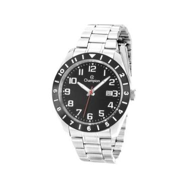 Imagem de Relógio Masculino Champion Prata Aço Mostrador Preto Original Resisten