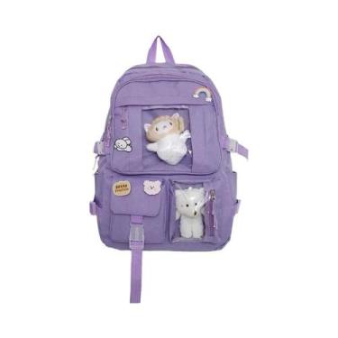 Imagem de Mochila Escolar Rosa E Roxa Para Meninas, Bonita, Sem Acessórios - NON