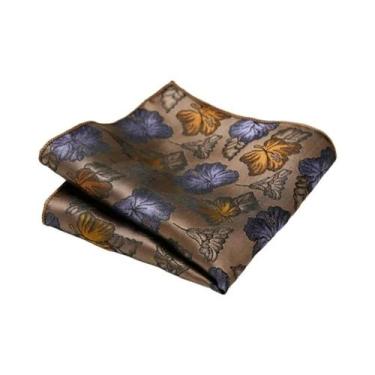 Imagem de Lenço De Bolso Azul Marinho Paisley Floral Para Homens, Para Casamento
