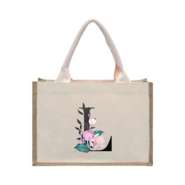 Imagem de Bolsa De Ombro Feminina De Lona Branca Com Estampa, Grande Capacidade,