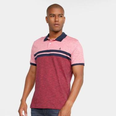 Imagem de Camisa Polo Lucky Sailing Listrada Masculina, Vermelho, Marinho, P