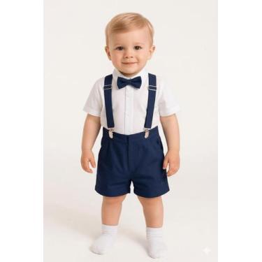 Imagem de Roupa Batizado Infantil Menino Casamento Formatura Papilloo, Azul-mari