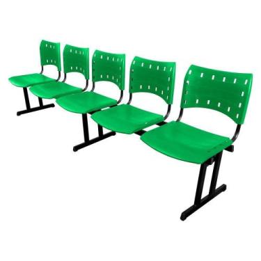 Imagem de Cadeira Iso Pp Rp Longarina 5 Lugares Color Verde - Mak Decor