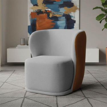 Imagem de Poltrona Sala Orgânica Base Giratória Ayla Pu Nozes e Linho K01 - D Ro