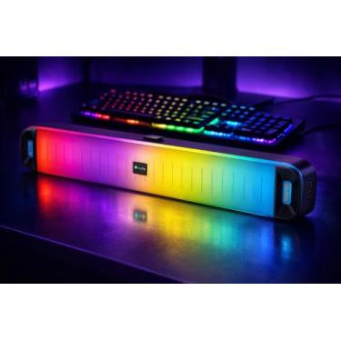 Imagem de Caixa de Som Bluetooth Preto LED 50W Soundbar Portátil RGB Pc Smart TV