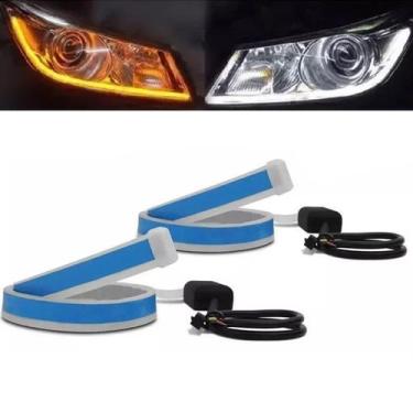Imagem de Fita Par Led Farol Seta Sequencial 60cm Carro Luz DRL Automotivo Pick 