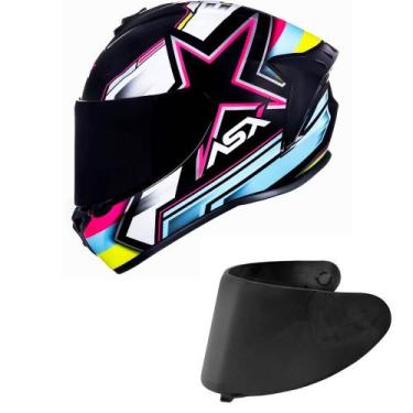 Imagem de Capacete ASX Draken Pilot Preto Colors Mais Viseira Fumê - Axxis, 56