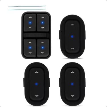 Imagem de Jogo De Botão Vidro Elétrico Agile Celta Montana Led Azul - Pexcel