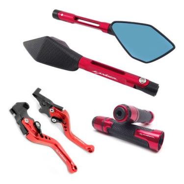 Imagem de Kit Manete Retrovisor Esportivo Lander 250 Gravado A Laser - Special L