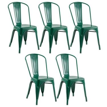 Imagem de Kit 5 Cadeiras Laráz Iron Tolix industrial - Verde Escuro - Laraz