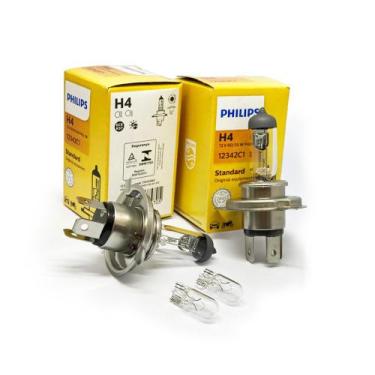 Imagem de Par Lâmpadas Originais Philips H4 Halógena 12V 60/55 W + W5W