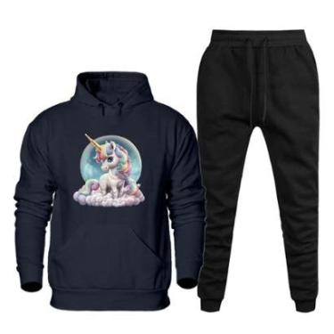 Imagem de Conjunto Abrigo Moletom Quentinho Plus Size Feminino Estampado Com Calça Basica Confort...