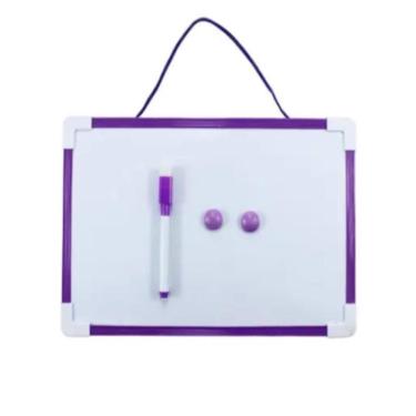 Imagem de Lousa Quadro Branco Magnético Completa Caneta Apagador 30x20cm Porta Recados Anotações...