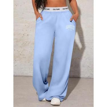 Imagem de Calças De Moletom Femininas Largas Com Estampa, Estilo Casual E Solto,