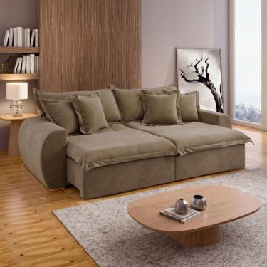 Imagem de Sofá Cama Retrátil e Reclinável 2 Lugares Pés Madeira Maciça 220Cm Imperatriz Yescasa B...