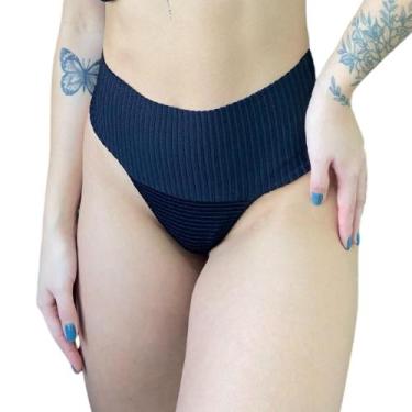Imagem de Calcinha Avulsa Hot Pants Faixa Canelado Mônaco Preto - Califórnia Bra