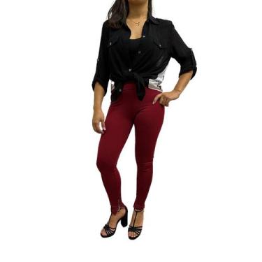 Imagem de Calça Legging Plus Size HR Fitness Linha Silver Barra Ziper, Vinho, G5