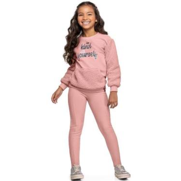 Imagem de Conjunto Menina Inverno Casaco Moletom Com Pelos Tedy E Legging Moleco