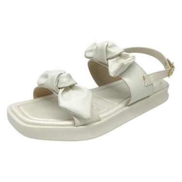 Imagem de Sandália Feminina Flatform Nó Moderna Clássica Moleca, Branco off, 36