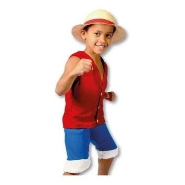 Imagem de Fantasia Infantil Luffy One Piece Anime Chapéu Palha Pirata Nova Blink