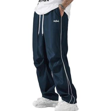 Imagem de Calça de moletom ZAFUL Parachute Y2k Baggy para homens azul marinho