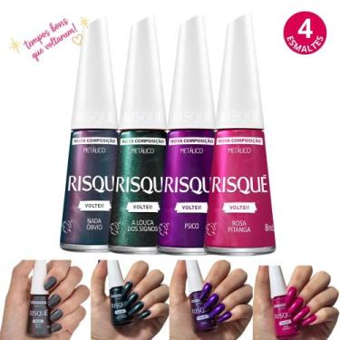 Imagem de Kit Esmaltes Risqué Voltei Lançamento Tons Metálicos Esmalte Atacado, 