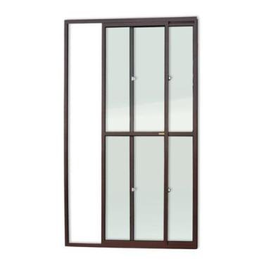 Imagem de Porta de Alumínio Balcão 210x120cm 2 Folhas com Vidro Liso Corten Supe