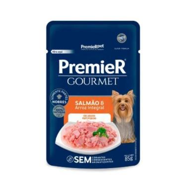 Imagem de Ração Úmida Premier Gourmet Para Cães Sabor Salmão e Arroz Integral 85