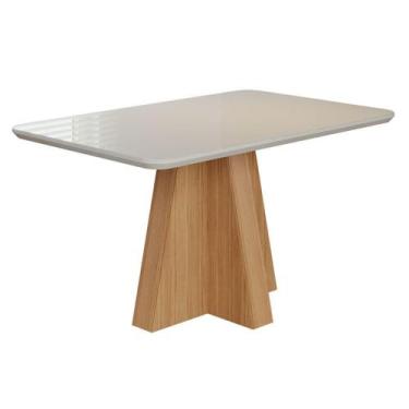 Imagem de Mesa Multiuso Cozinha Maitê c/ Tampo Madeirado c/ Vidro Canto Curvo 13