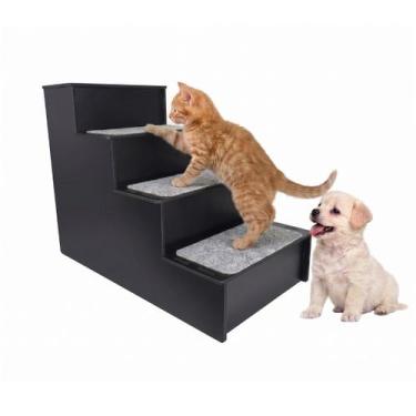Imagem de Escada Pet 4 Degraus 52cm MDF Carpete Antiderrapante Cachorro Gato Sub