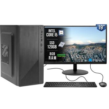 Imagem de Computador Completo Intel Core I5 650 8GB SSD 120GB Monitor 19 Polegadas Windows 10 Trial