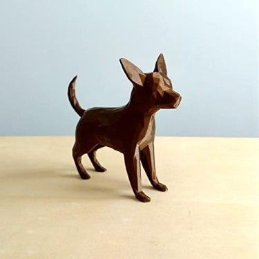 Imagem de Cachorro Chihuahua Decorativo - 10 Cm Altura -Toque 3D Cor: Bronze