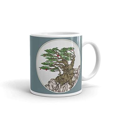 Imagem de Caneca de ioga com círculo Zen Budista Japonês Árvore Bonsai no Círculo Zen Retrô