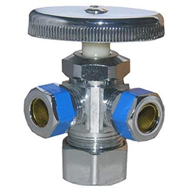 Imagem de (1cm Compression Outlet x 1cm Compression Outlet, 5/8-Inch Compression Inlet) - LASCO 06-7355 Dual Outlet Valve, 1.6cm Compression Inlet X 1cm Compression Outlet X 1cm Compression Outlet, Chrome