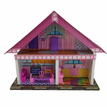 Casa Casinha Boneca Barbie 80cm Polly Mdf c/ 50 Moveis no Shoptime