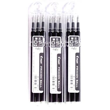 Imagem de Refil de caneta de tinta de gel Pilot Frixion 05, preta (LFBKRF30EF3B), 0,5 mm, 3 refis x 3 pacotes/total de 9 refis (importação japonesa) [pacote original Komainu-Dou]