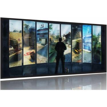 Imagem de Quadro Decorativo Csgo Mapas Tecido 130x60 Moldura Preta 2x2