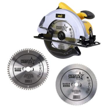 Imagem de Serra Circular Madeira 7.1/4 (185mm) 3 discos 1800W SCS1800K3 Starflex 127V