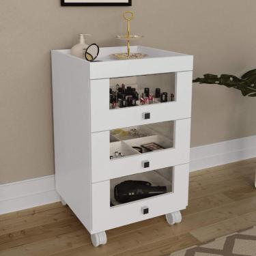 Imagem de Carrinho Organizador de Maquiagem 3 Gavetas PE2013 Tecno Mobili Branco