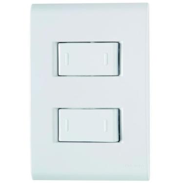 Imagem de Interruptor Lizflex Tramontina 2 Teclas Paralelas 10A 250V com Placa Branca