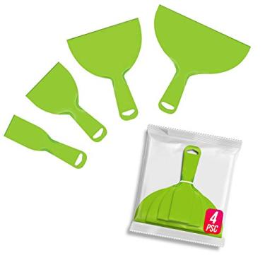Imagem de BANGBANGSING Pacote com 4 facas de massa, pacote de tamanho grande, raspador de tinta de plástico flexível para massas, raspador de papel de parede, raspador de espátula, ferramentas de espátula
