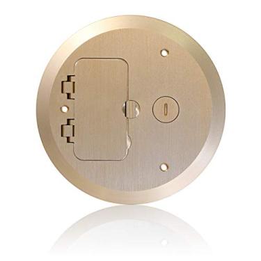 Imagem de Leviton FBC1F-B Placa de cobertura para caixa de concreto banhada a latão, 1 tampa decorativa e 1 tampa de dados