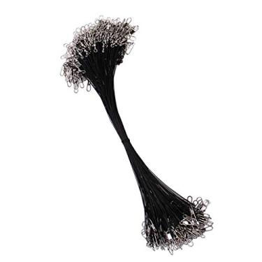 Imagem de SM SunniMix 100 peças líderes de fio de aço de pesca resistente com giros e encaixes, líderes de linha de pesca de alta resistência - 30 cm preto