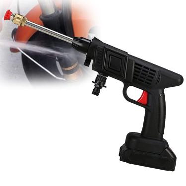 Imagem de Lavadora De Alta Pressão Sem Fio Doméstica, Lavadora De Carros Portátil De Alta Pressão, Bocal Multifuncional, Mangueira De Lavagem De Carro Conveniente De 5 M, Flores Aquáticas,twobatteries